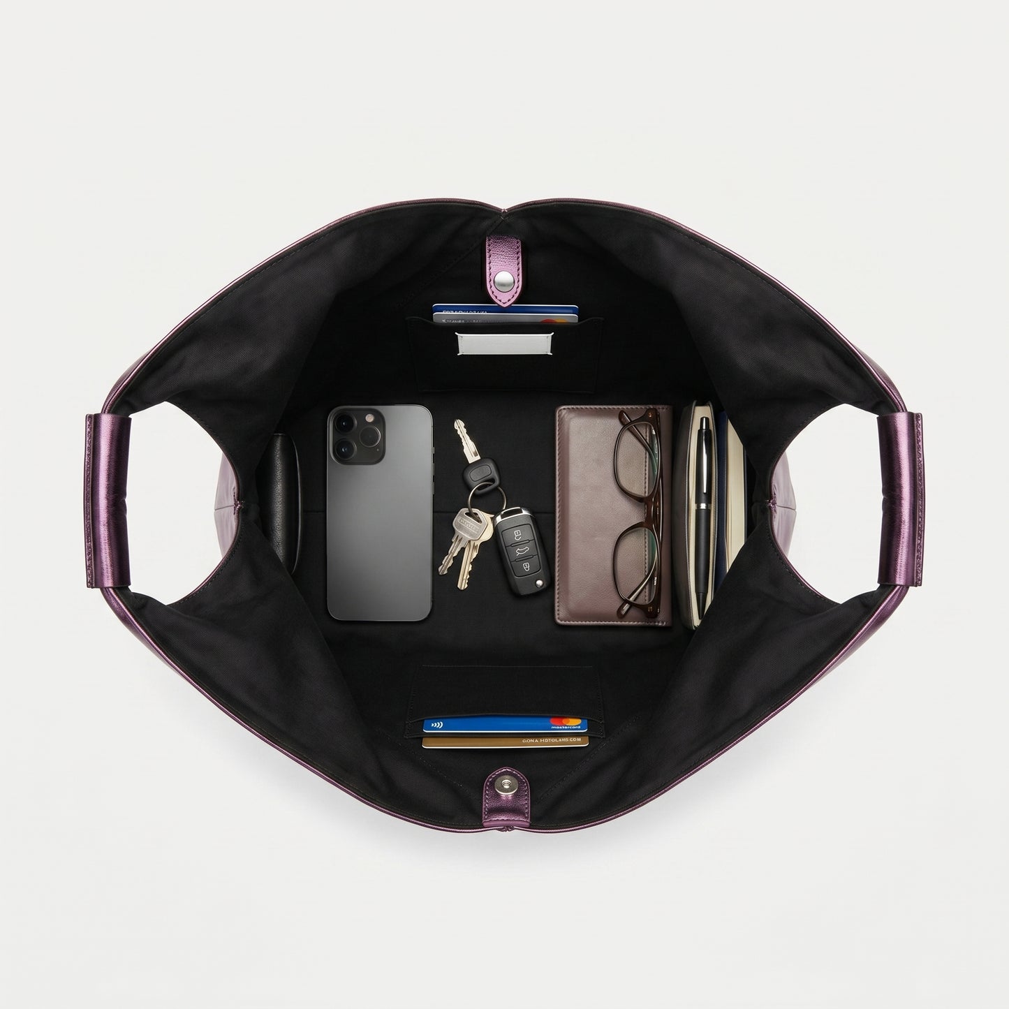 Metallic Purple Origami Tote Bag