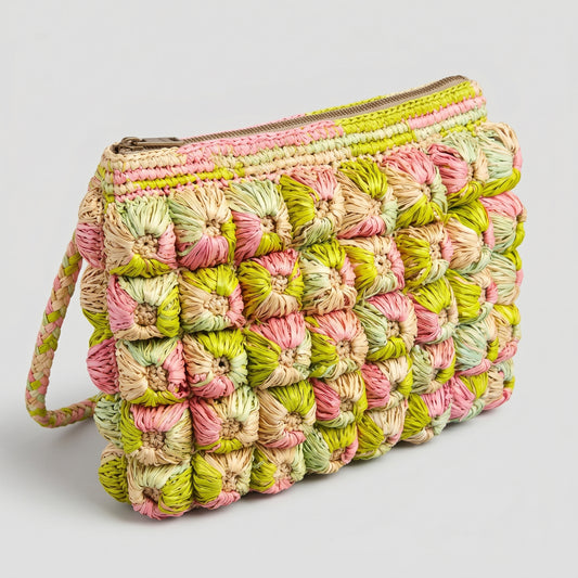 Woven Raffia Textured Clutch