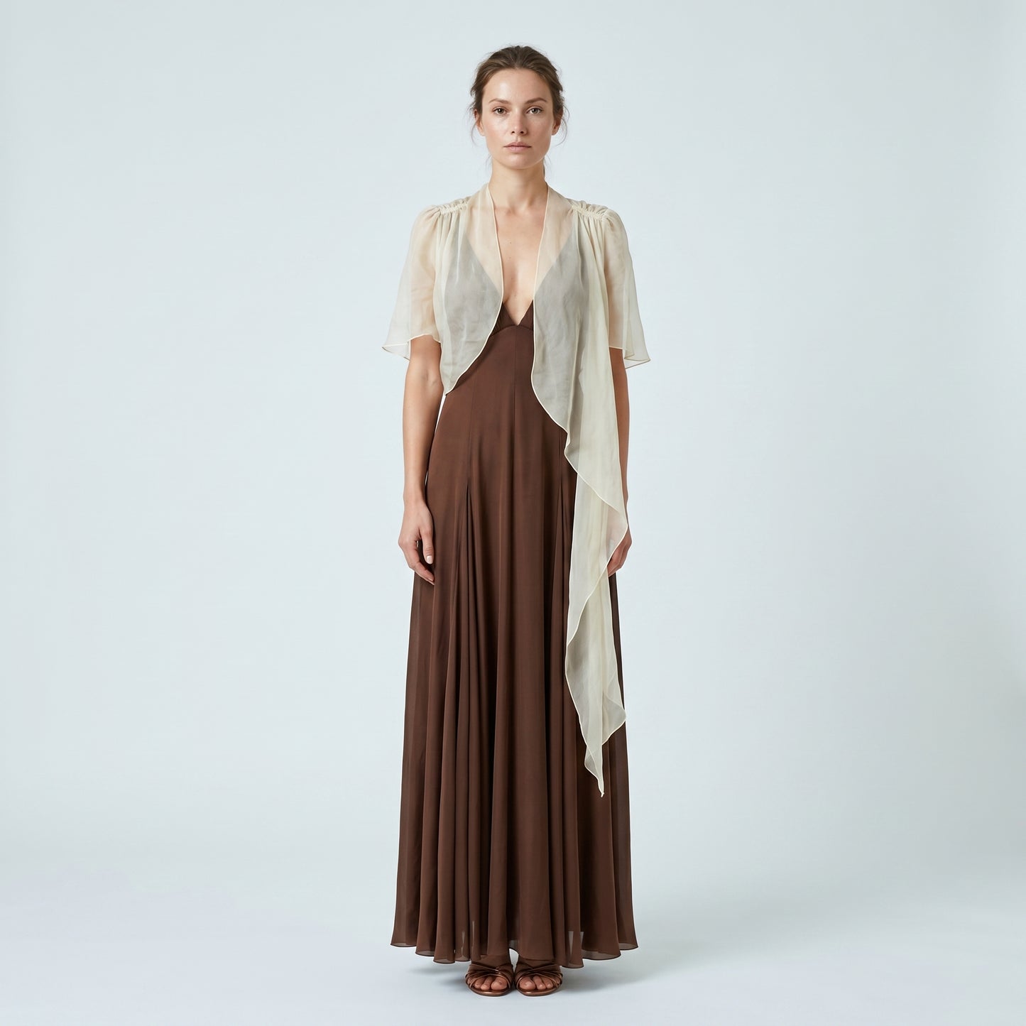 Sheer Silk Chiffon Draped Shrug