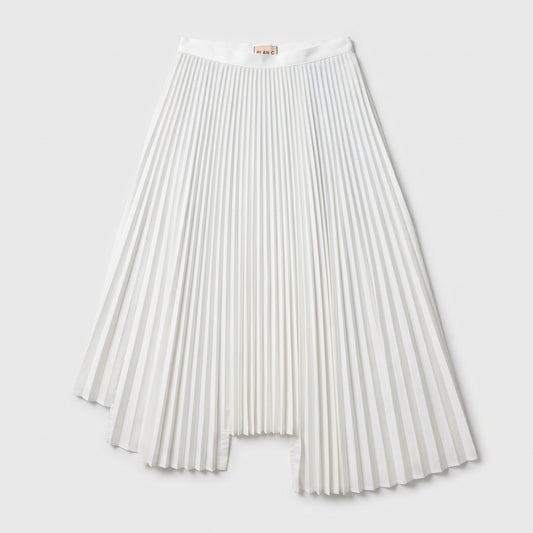 Elegant White Pleated Midi Skirt
