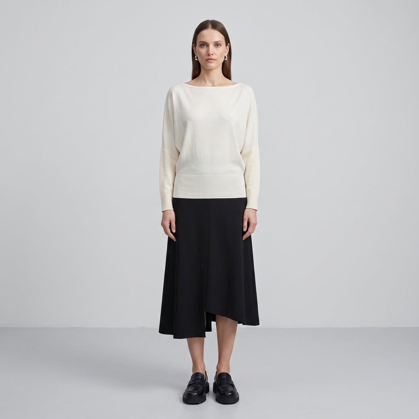 Elegant Boat Neck Knit Sweater