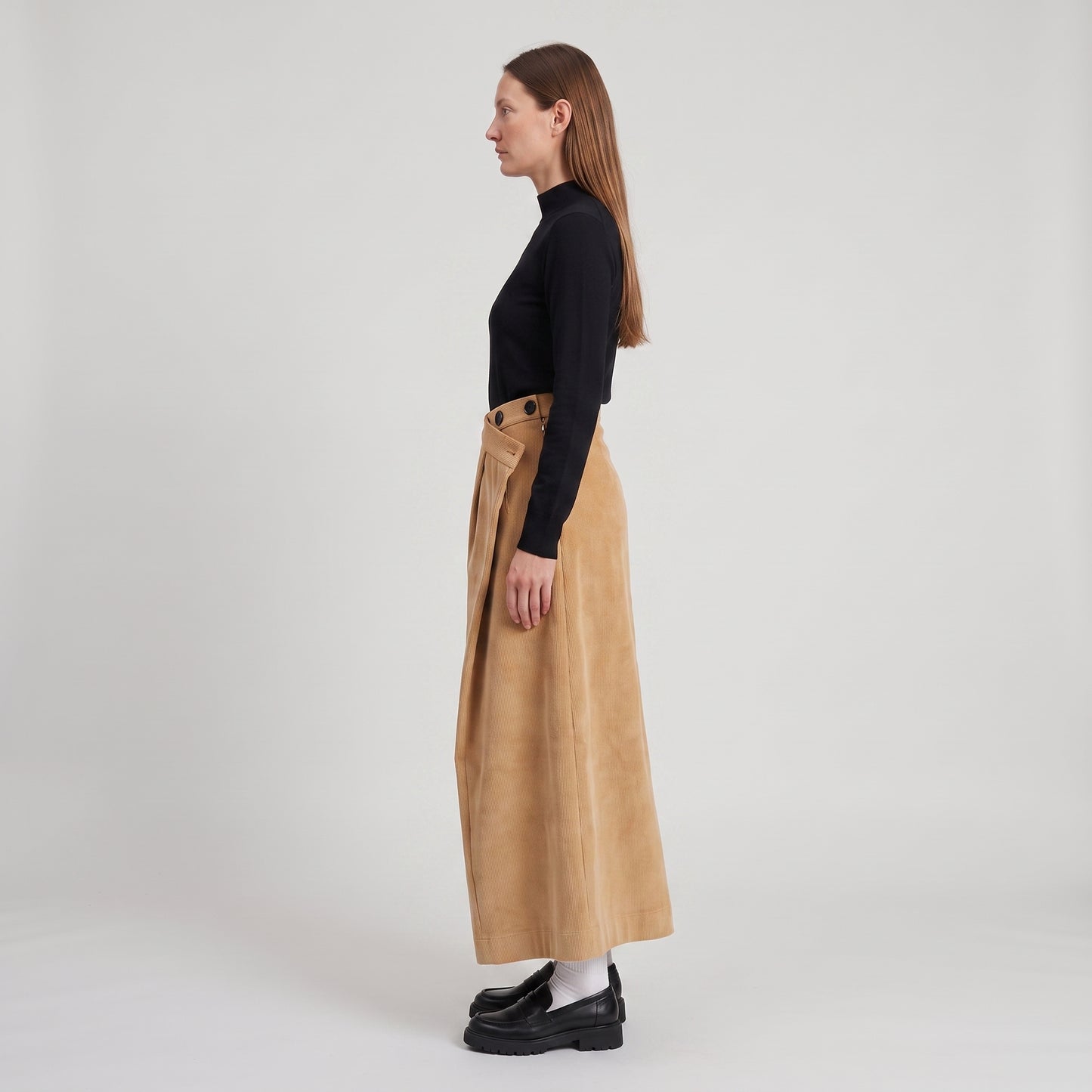 Corduroy Asymmetric Wrap Skirt