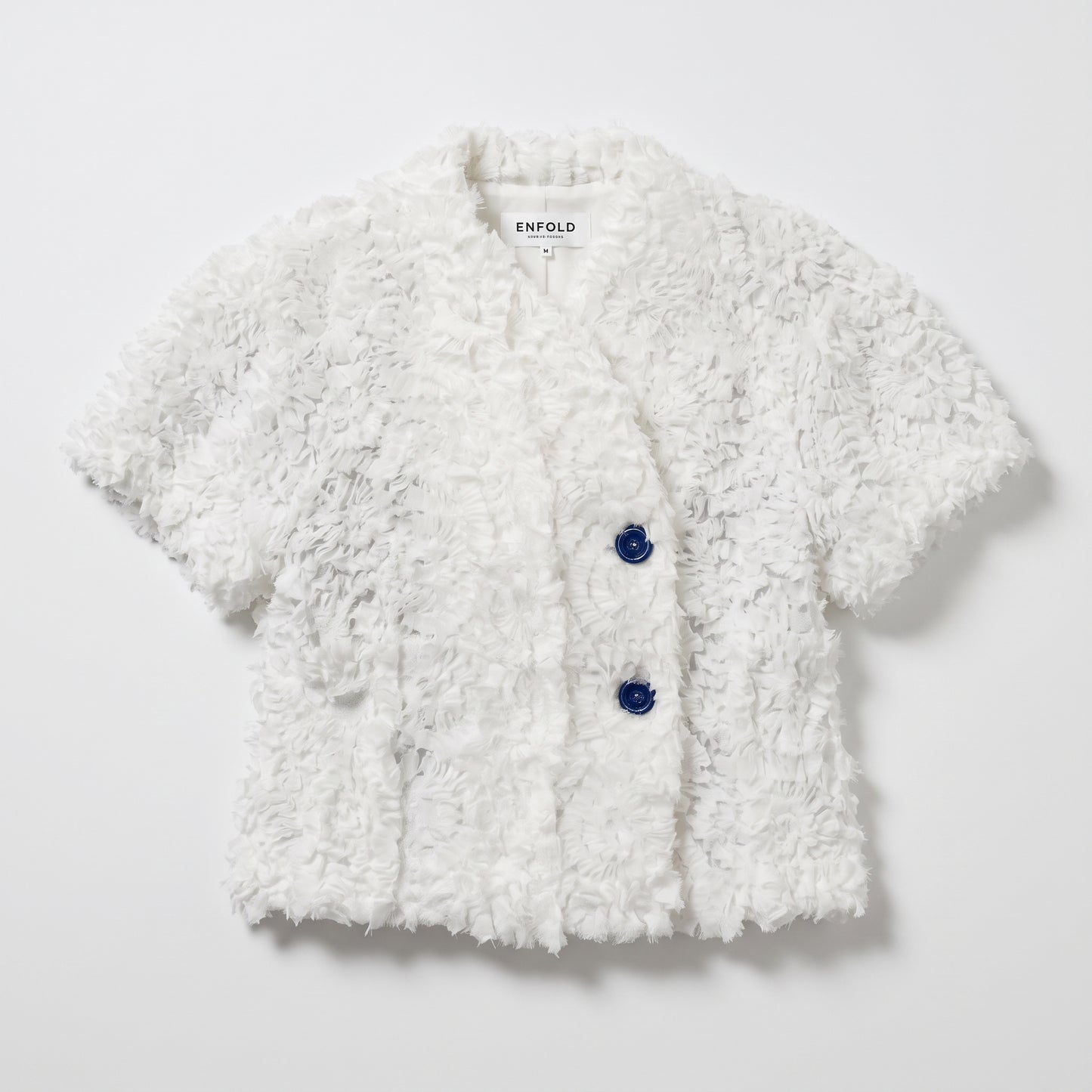 Textured Double-Breasted White Jacket
