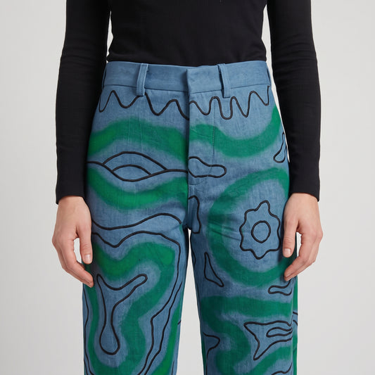 Abstract Printed Straight Leg Trousers