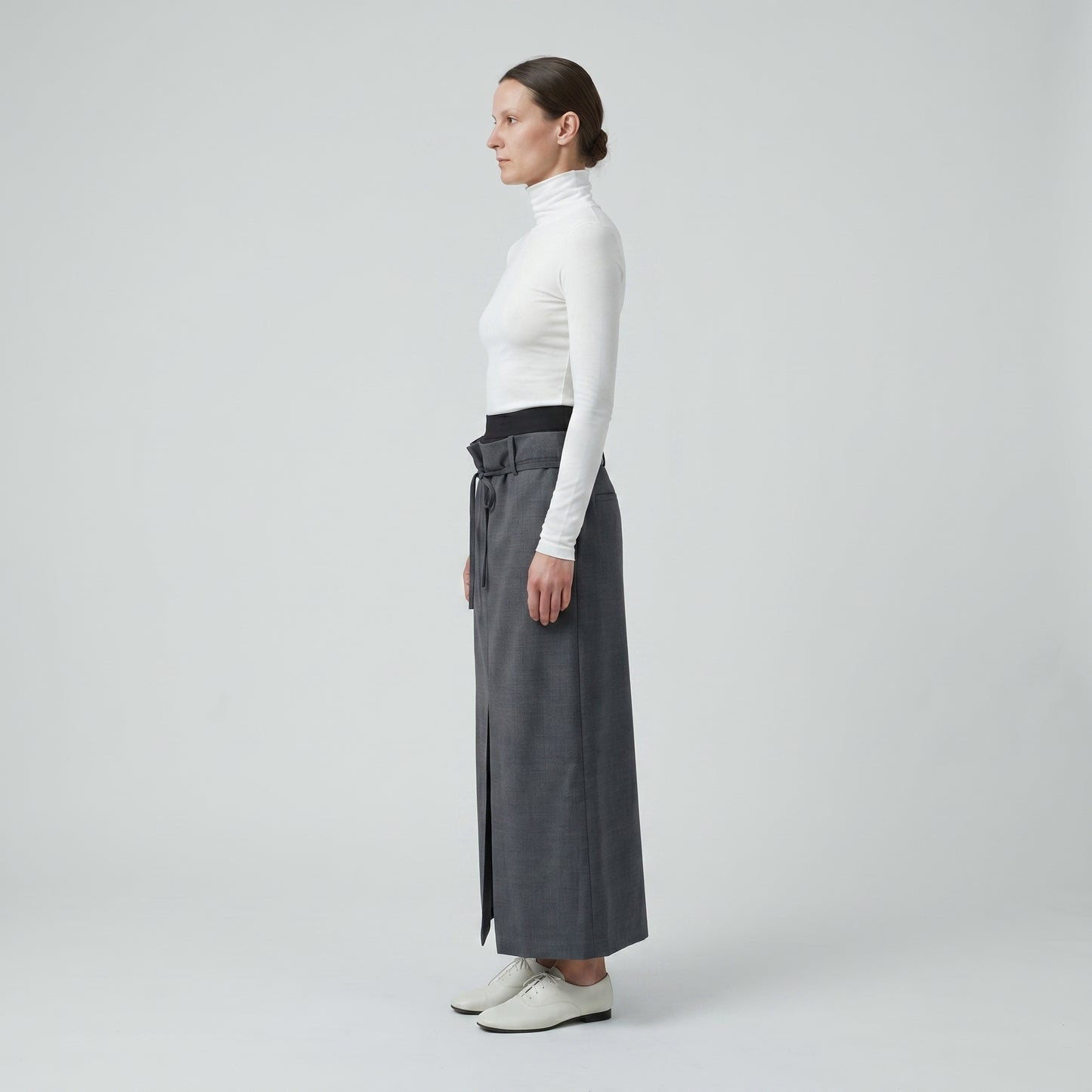 Tailored Grey Midi Skirt