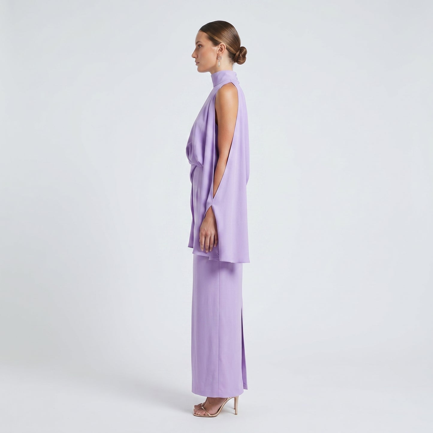 Lavender High Neck Cape Dress