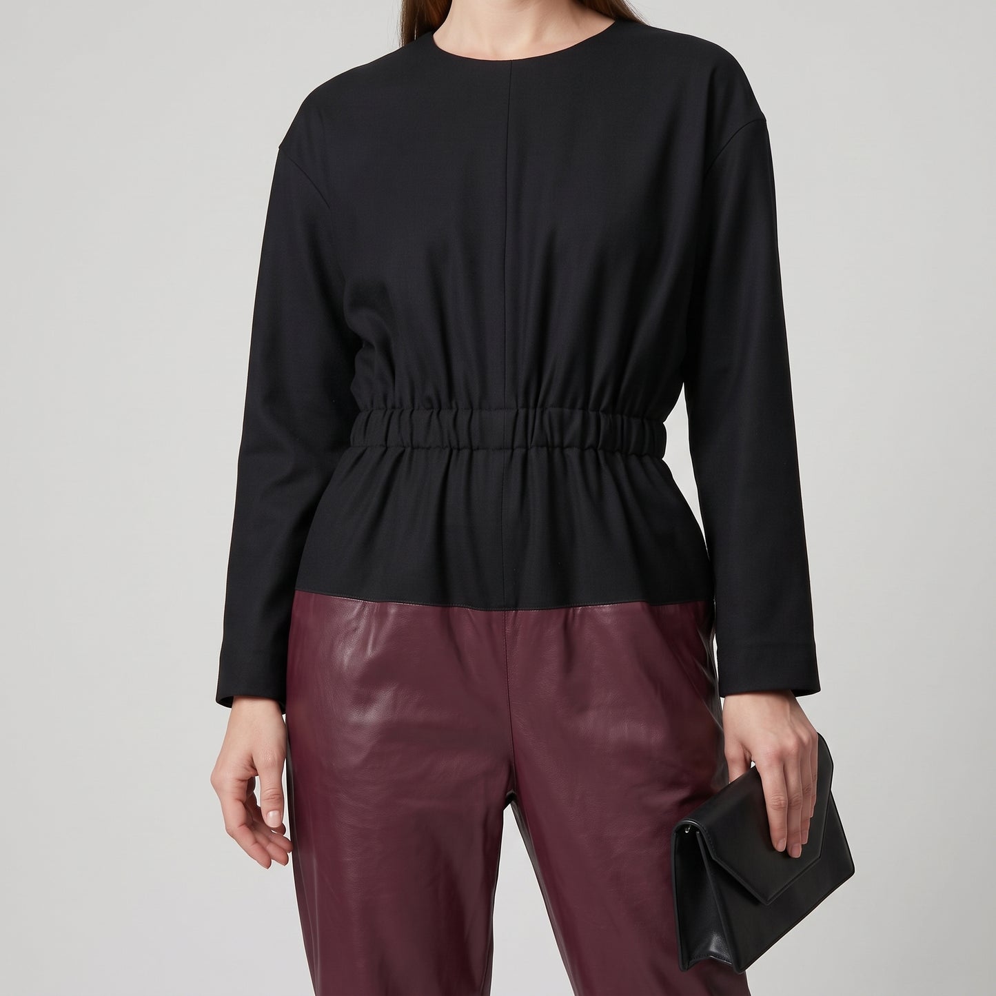 Colorblocked Leather Detail Jumpsuit