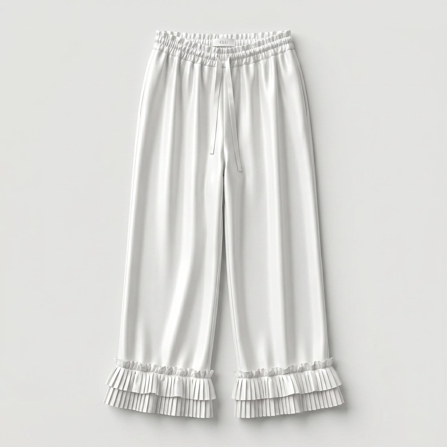 Pleated Ruffle Wide Leg Trousers
