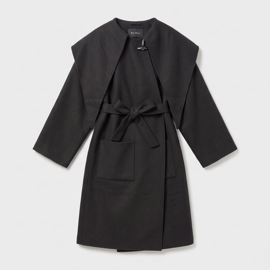 Structured Wool Blend Wrap Coat