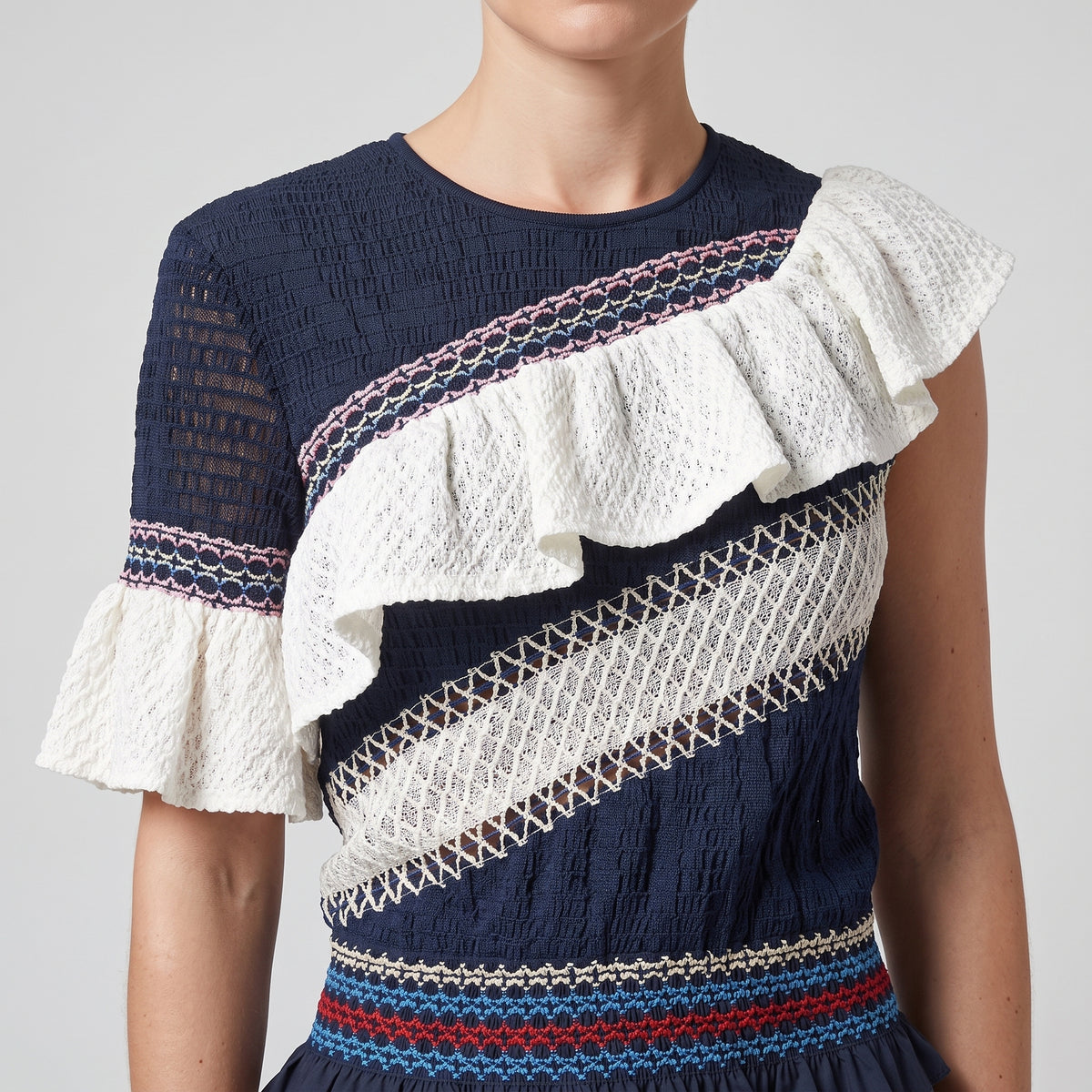 Asymmetric Ruffled Textural Top
