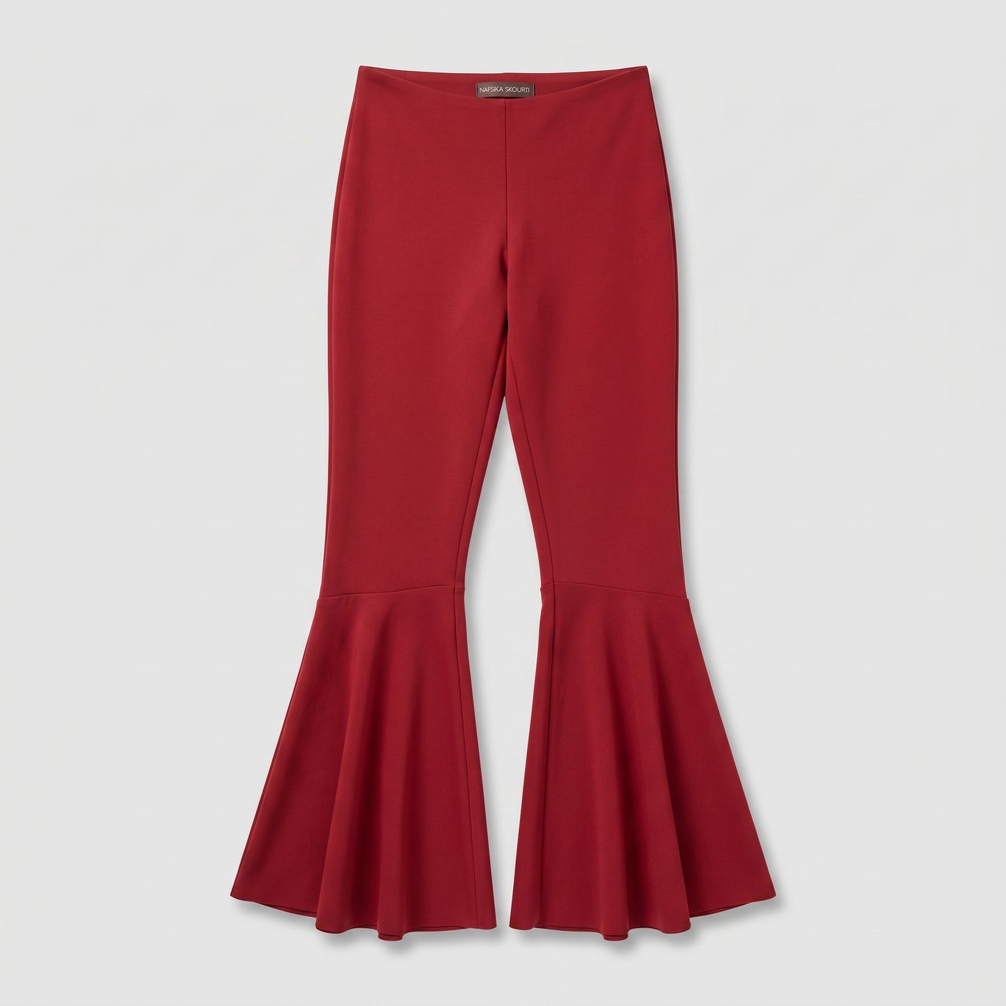 Red Flared Hem Trousers