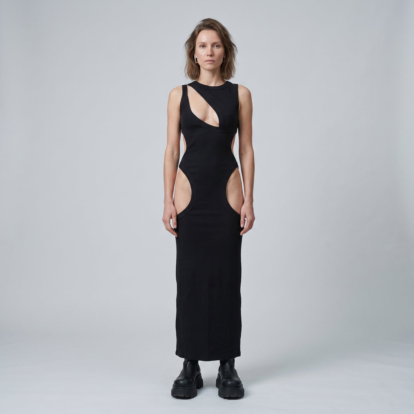 Ribbed Cutout Midi Dress