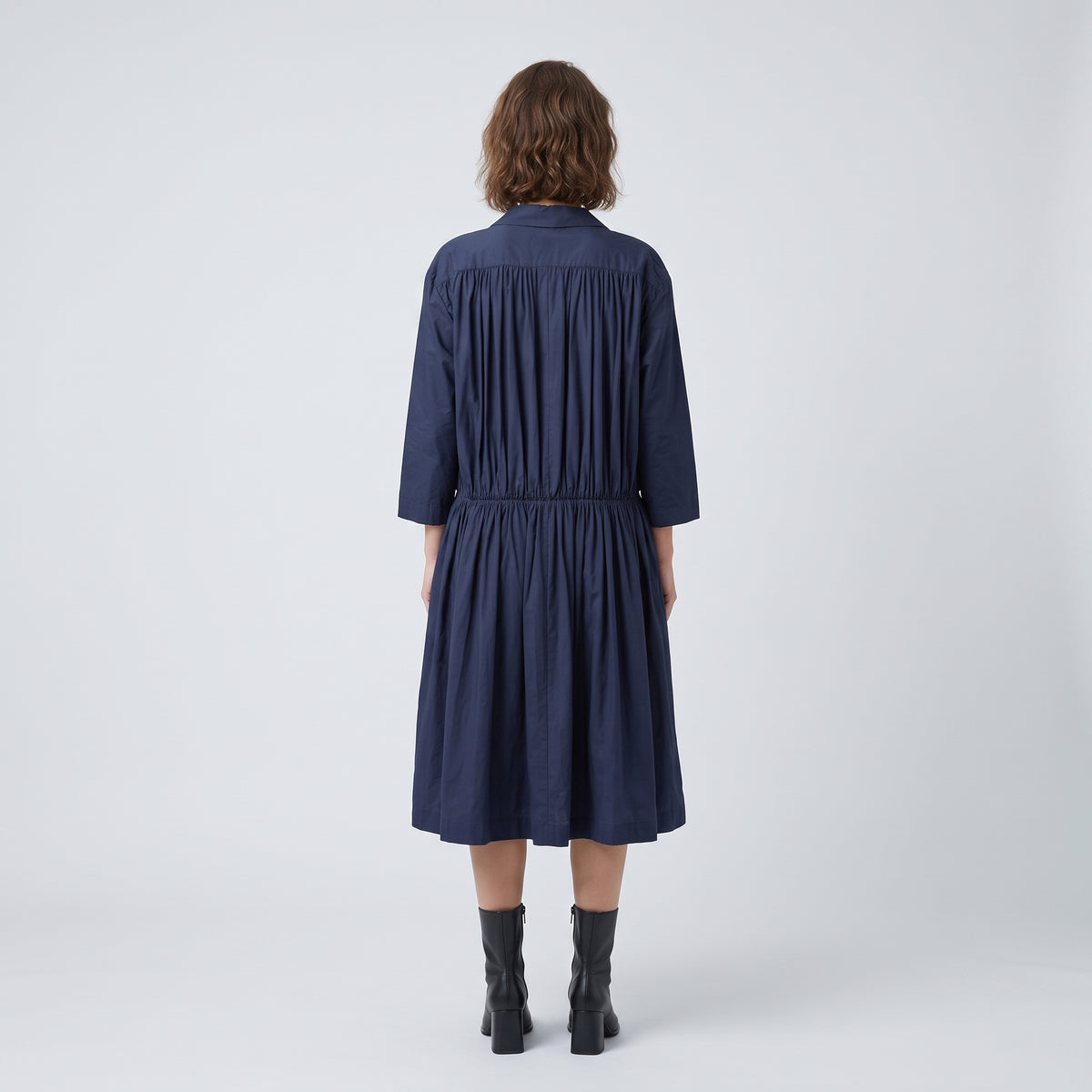 Gathered Waist Button Down Dress