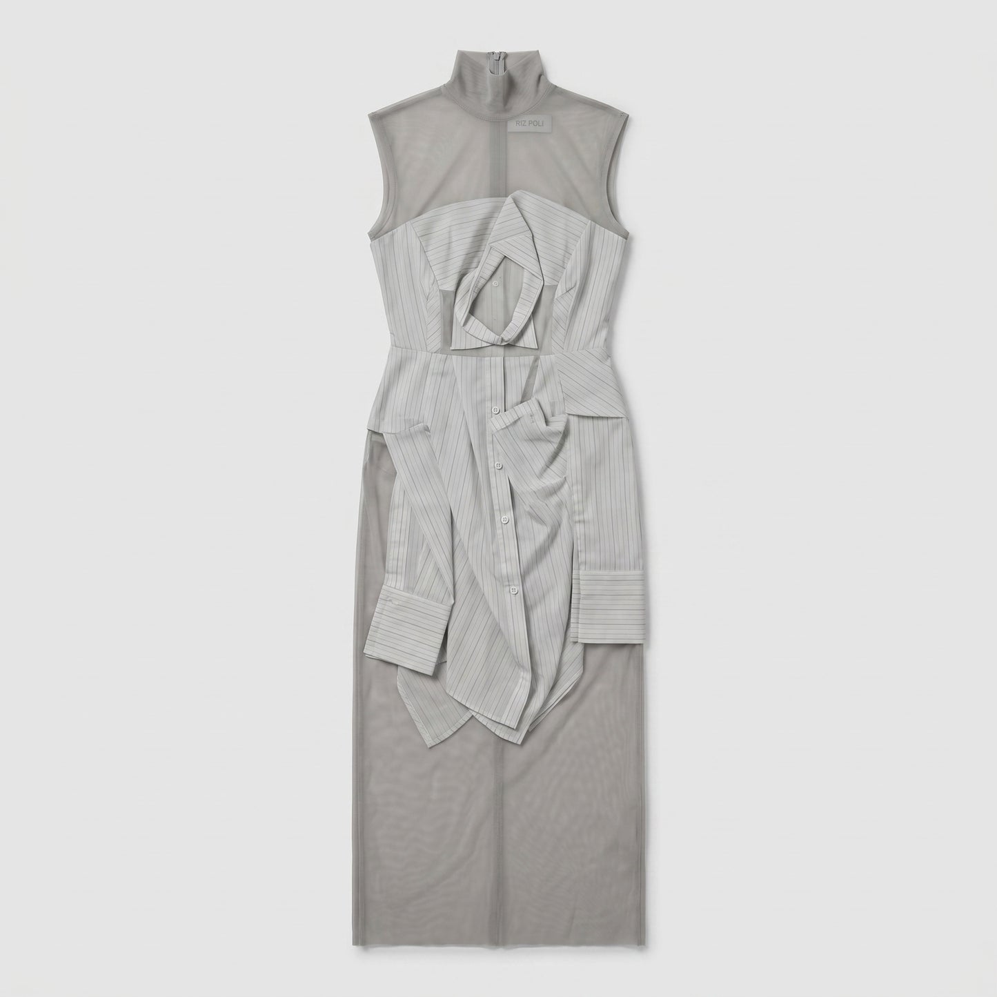 Deconstructed Pinstripe Mesh Dress