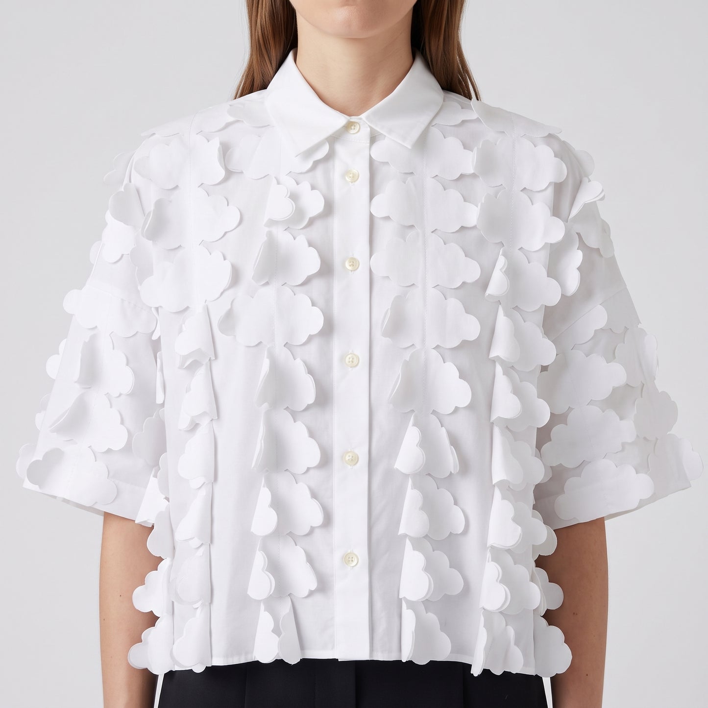 Textured White Appliqué Shirt