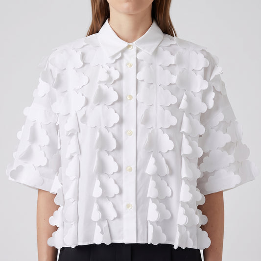 Textured White Appliqué Shirt