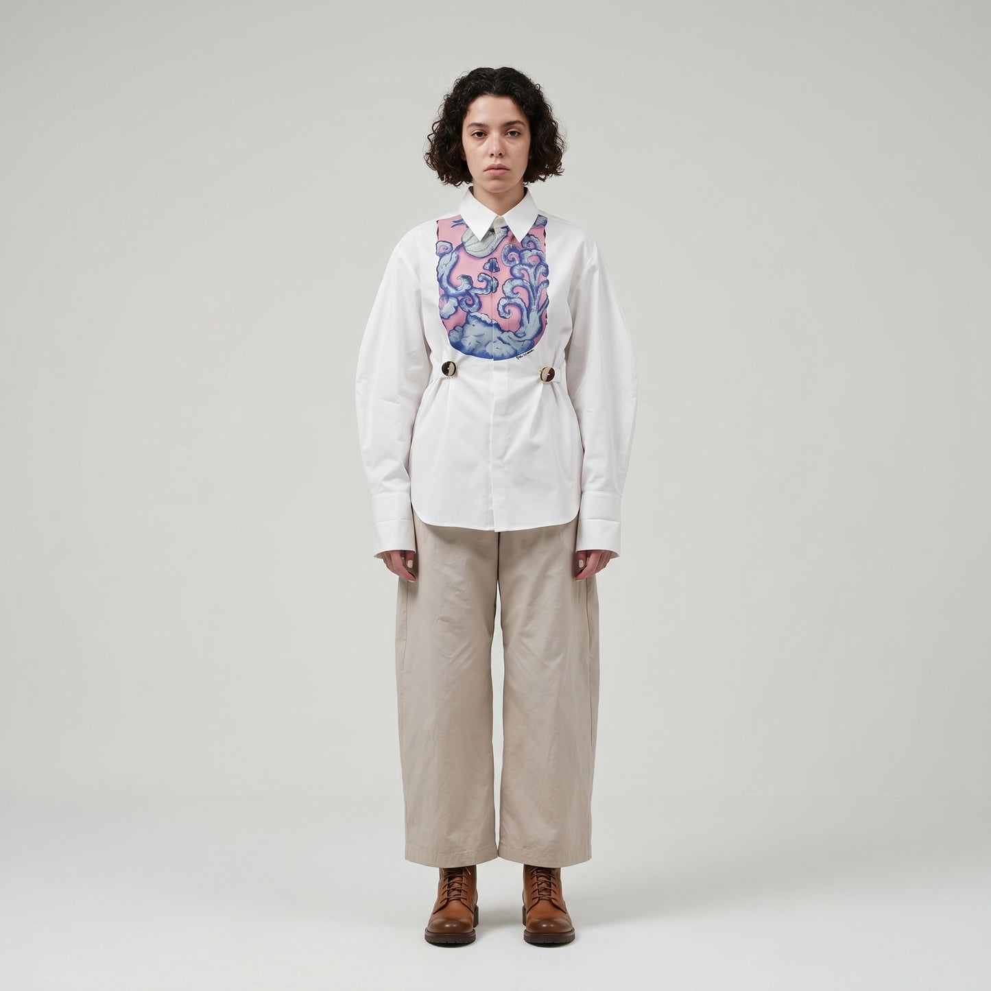 Graphic Insert Fitted Cotton Shirt