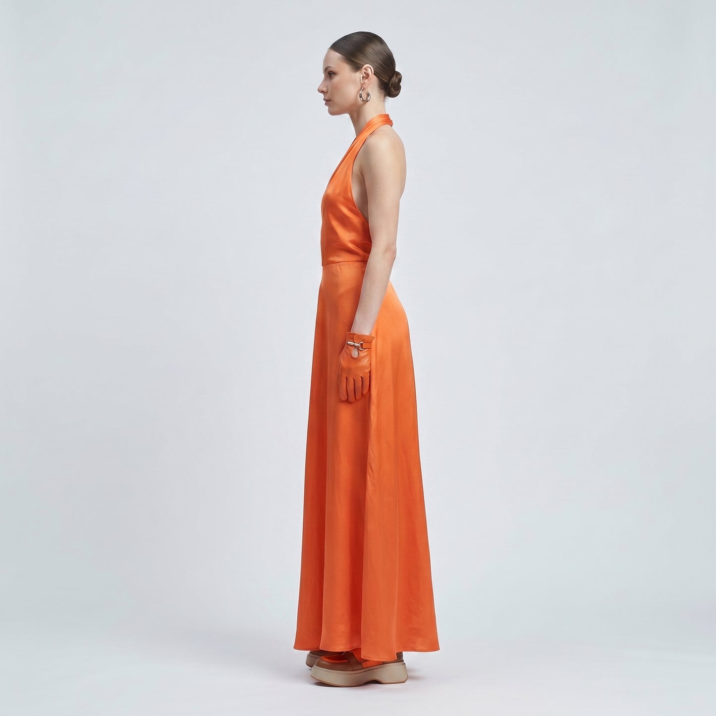 Halter Neck Satin Maxi Dress
