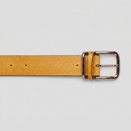 Textured Yellow Leather Belt