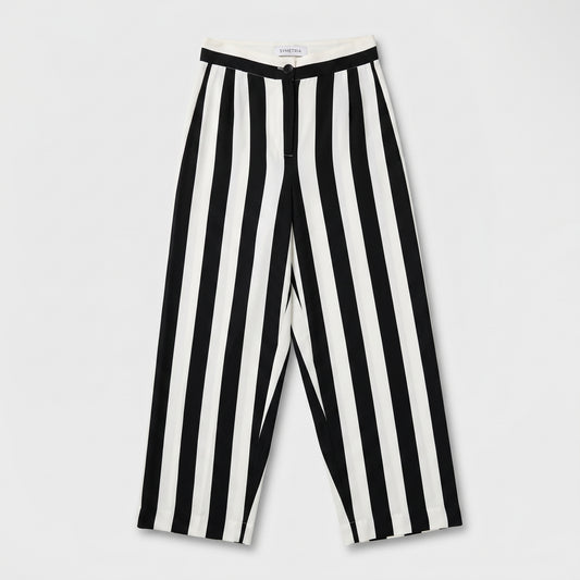 High-Waisted Striped Tailored Trousers
