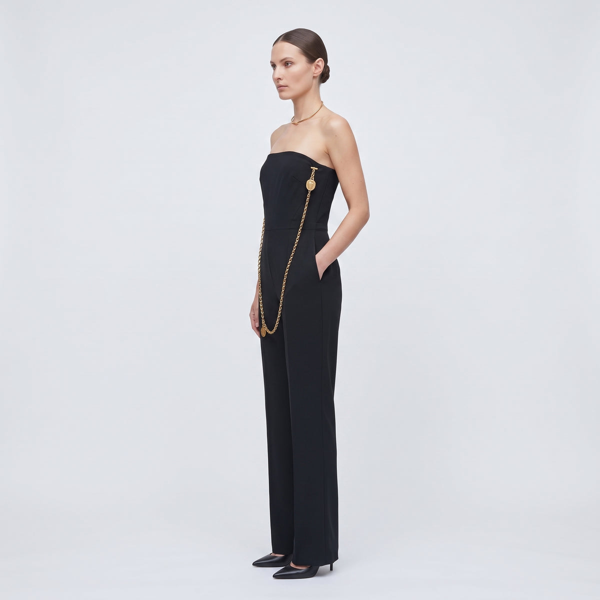 Strapless Chain Detail Jumpsuit