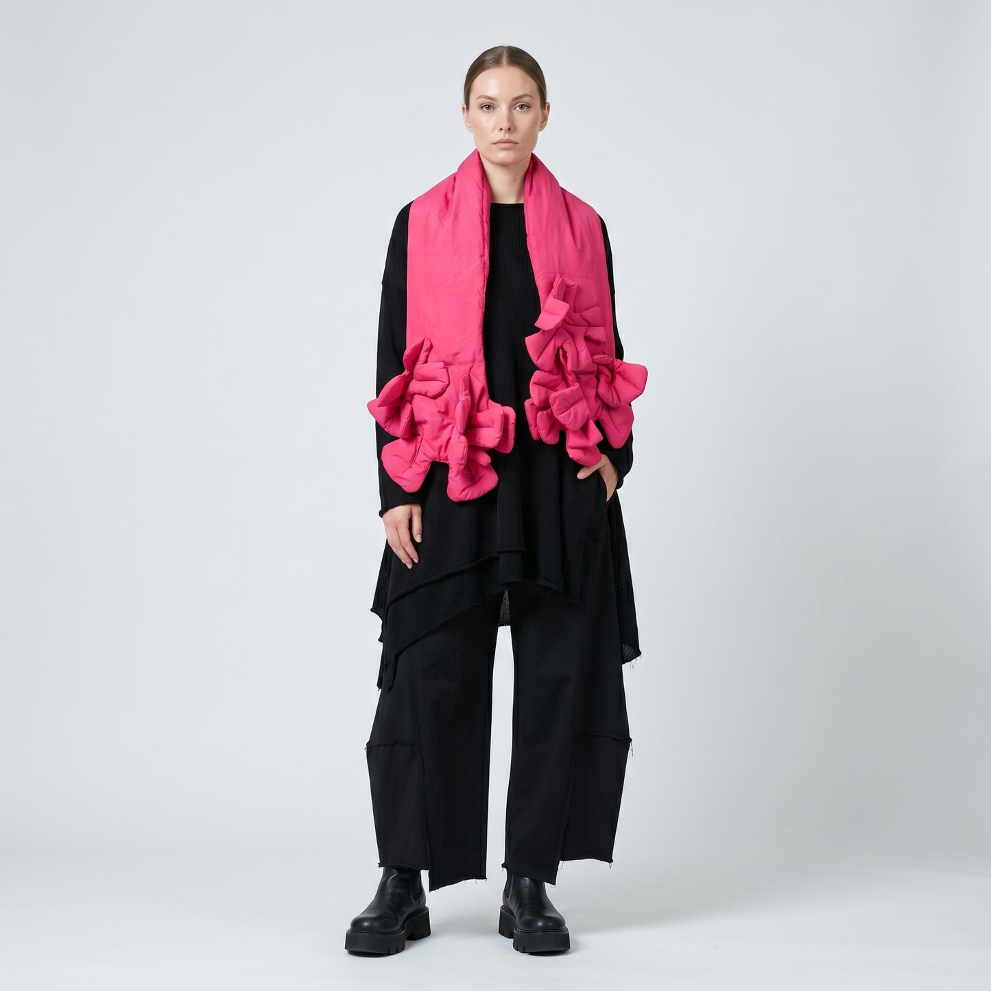 Sculptural Padded Fuchsia Scarf