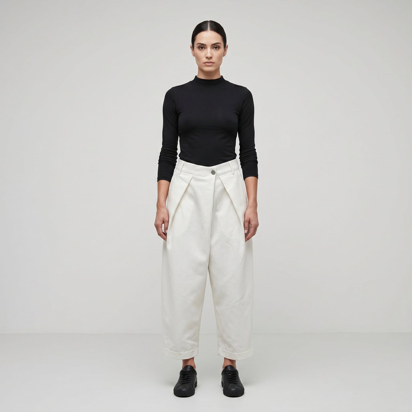 Tailored Off-White Pleated Trousers