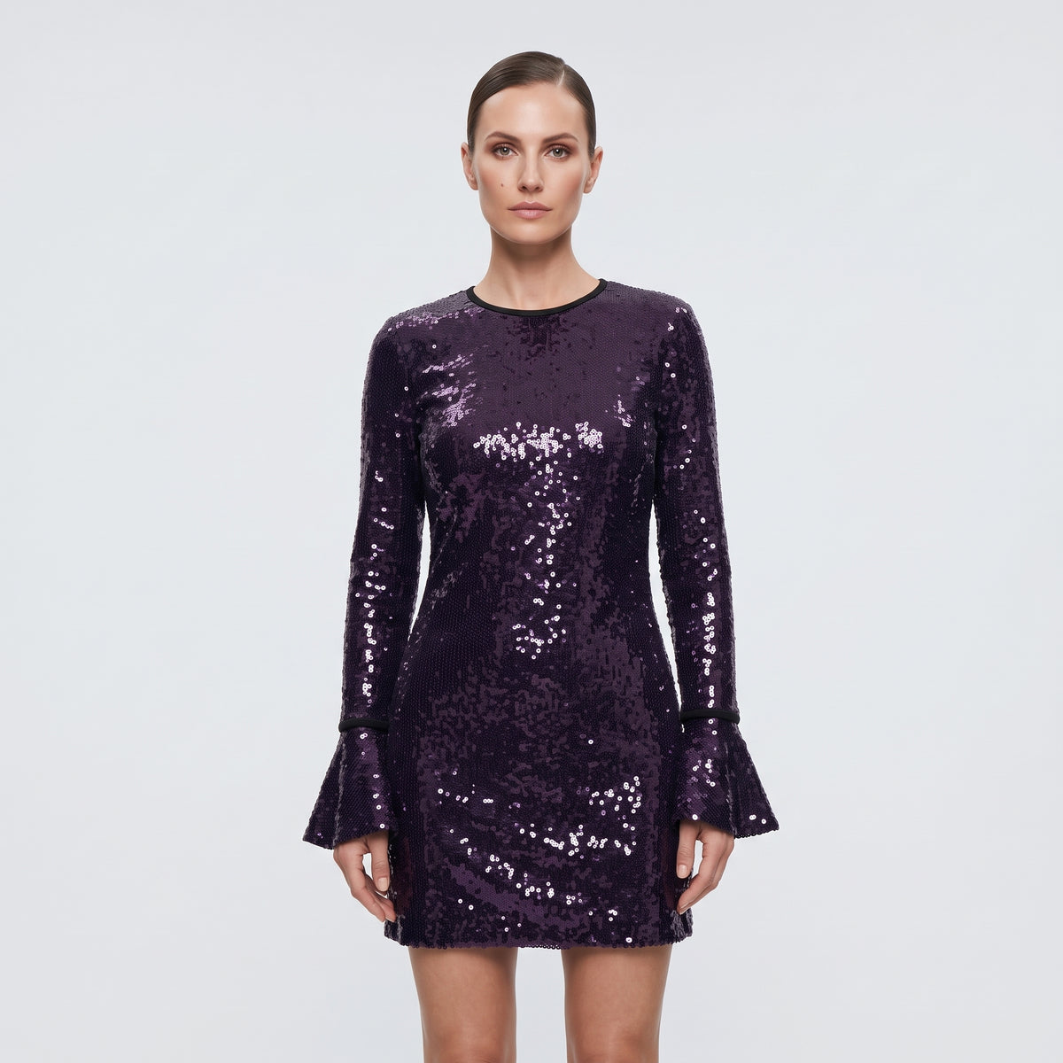 Sequin Embellished Purple Mini Dress