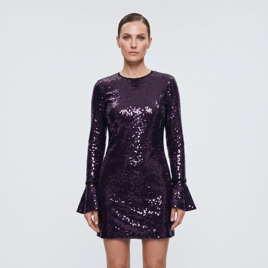 Sequin Embellished Purple Mini Dress
