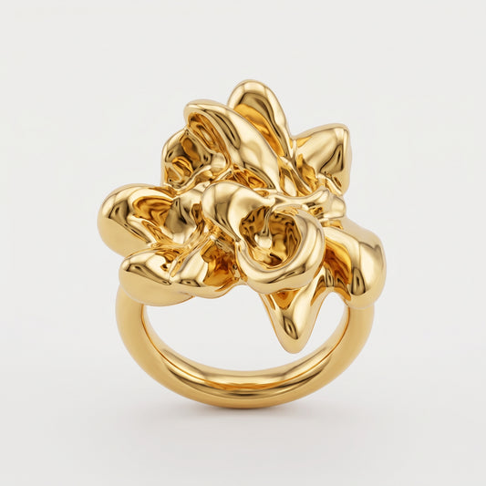 Sculptural Gold Statement Ring