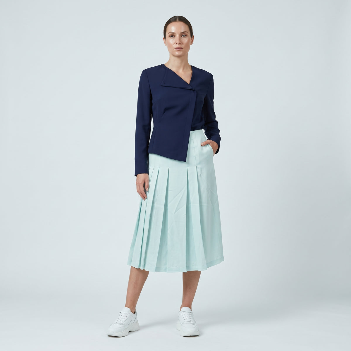 Pleated High-Waisted Pastel Skirt