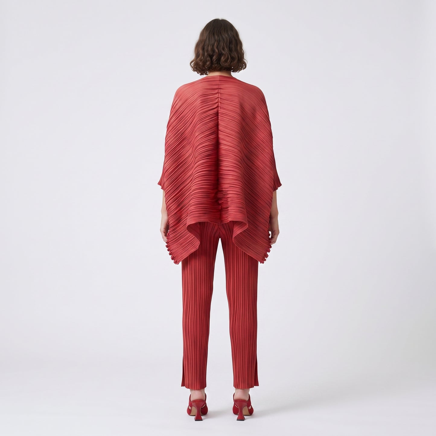 Pleated Deep Red Wrap Top