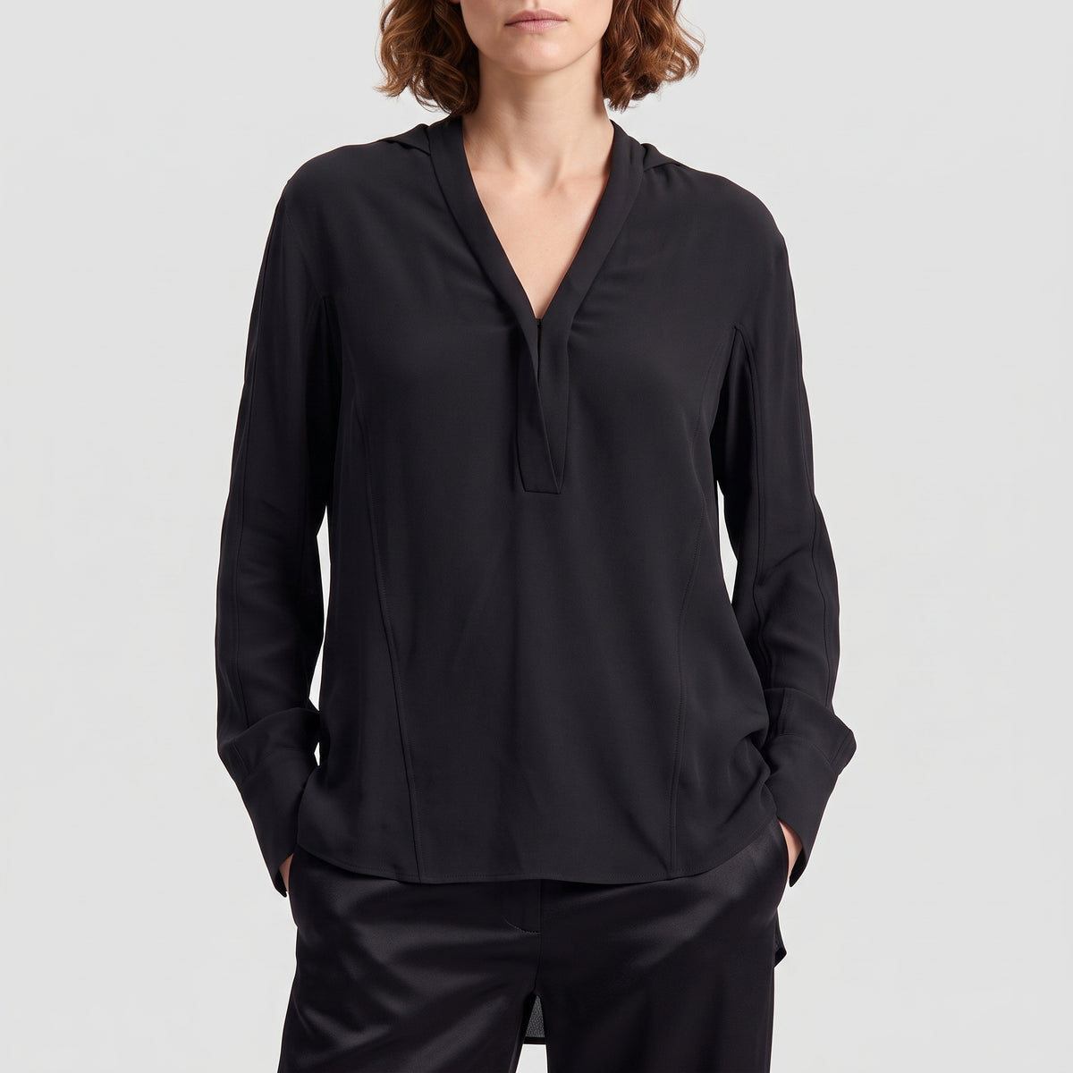 Elegant Black V-Neck Blouse