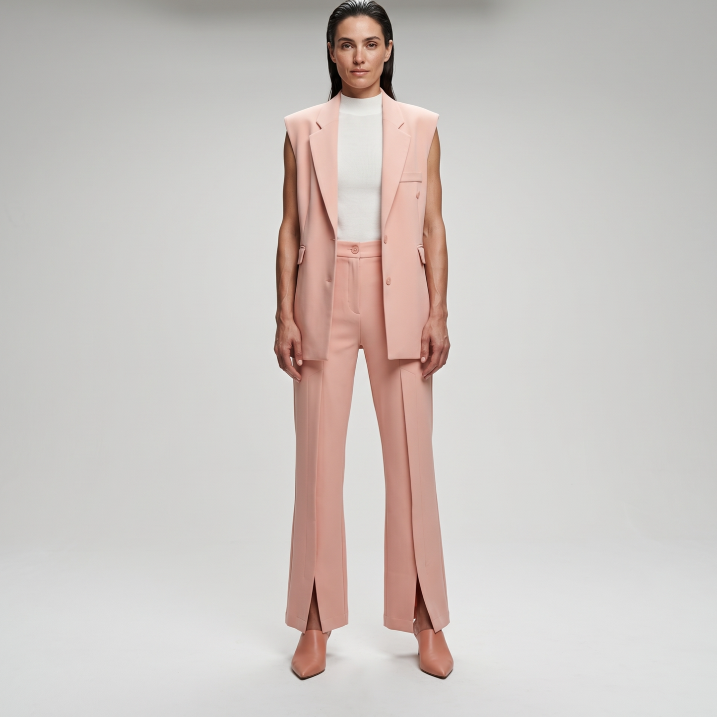 Tailored High-Waisted Blush Trousers