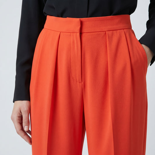 High-Waist Pleated Tailored Trousers