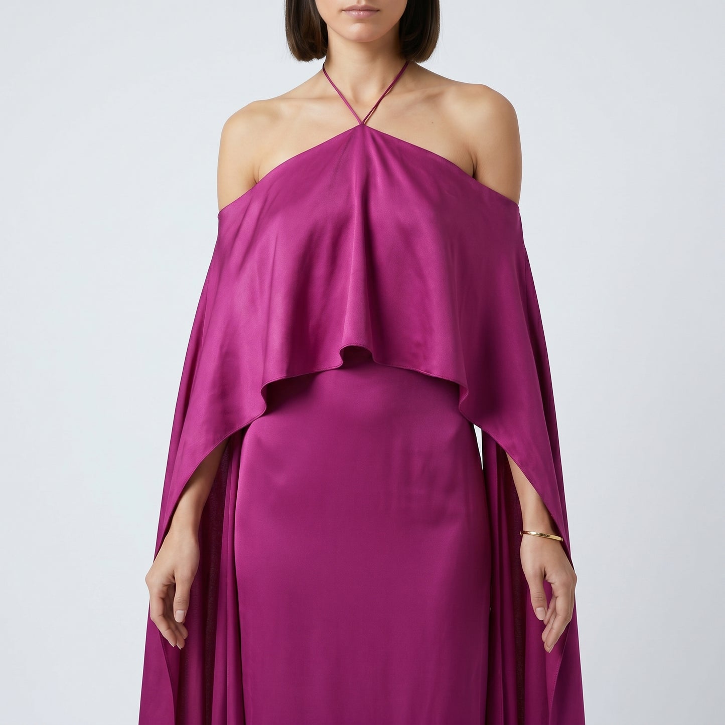 Fuchsia Draped Halter Dress