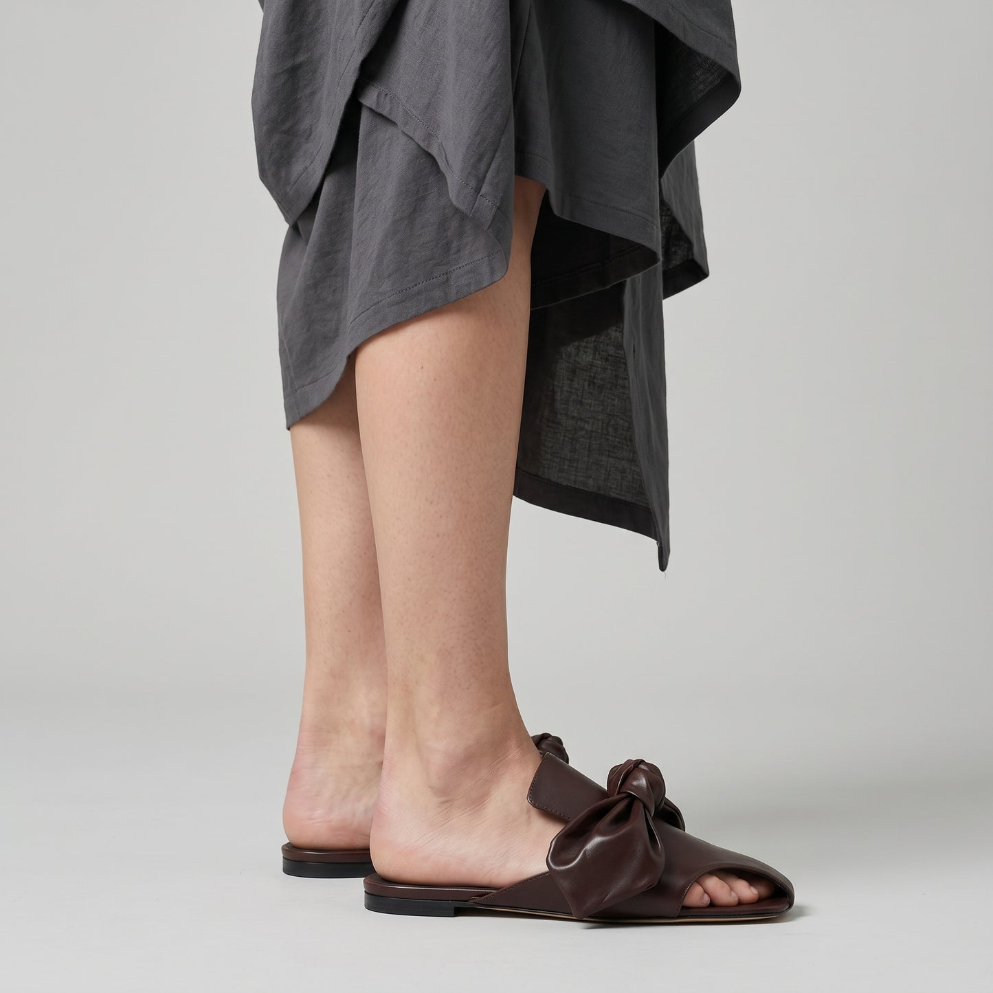 Knotted Leather Slide Mules