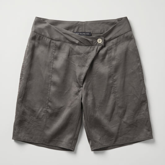Tailored High-Waist Wrap Shorts