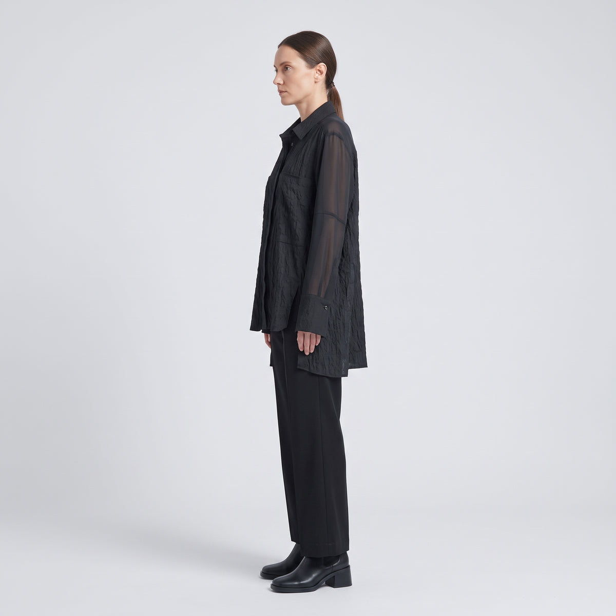 Textured Panel Long Sleeve Shirt