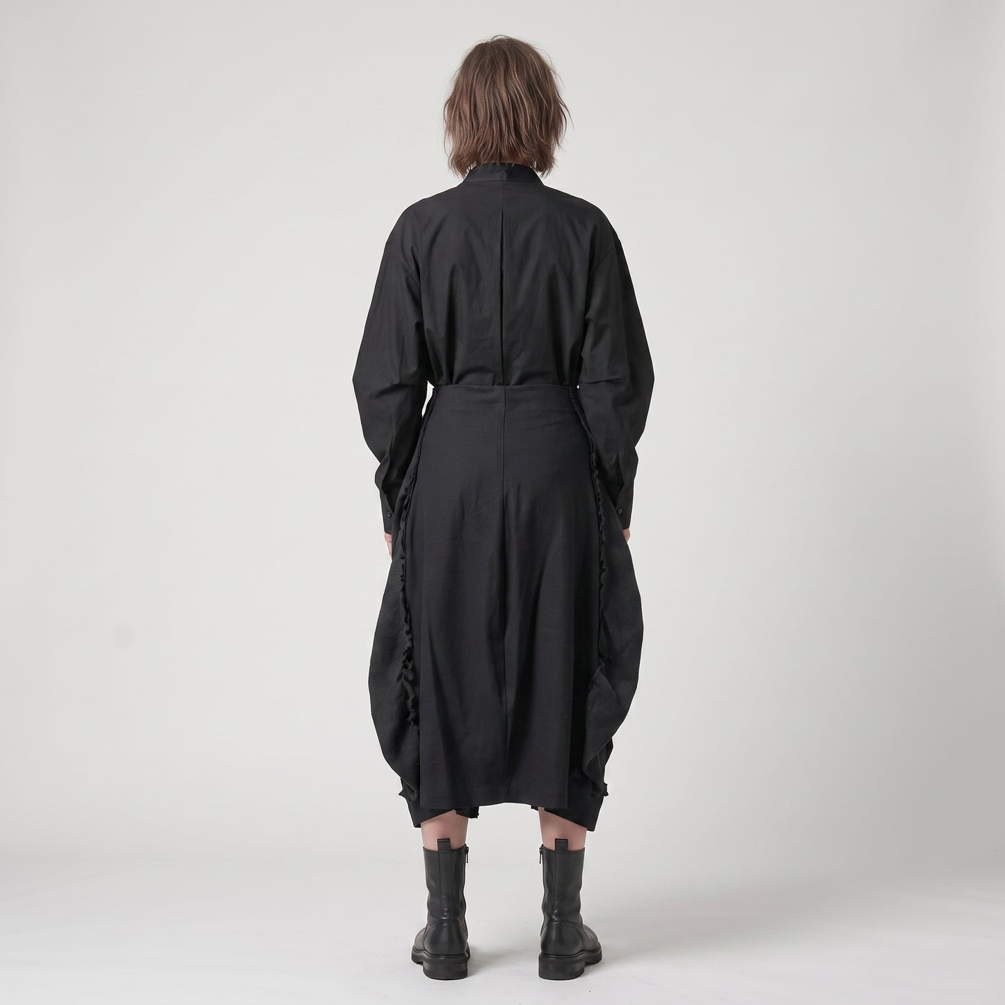 Asymmetric Ruffled Cotton Skirt
