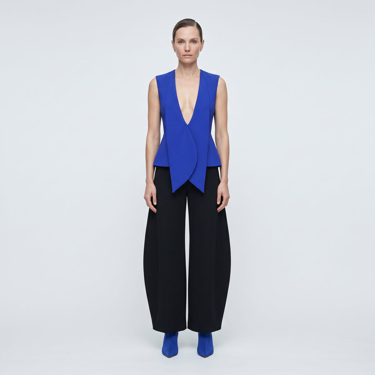 Structured Royal Blue Lapel Vest