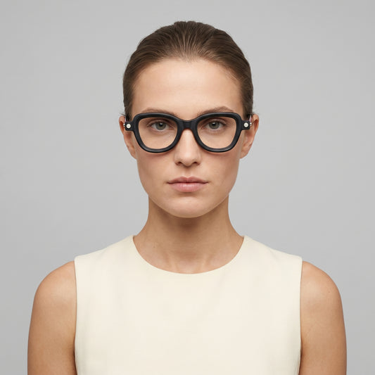 Sculptural Matte Black Optical Glasses