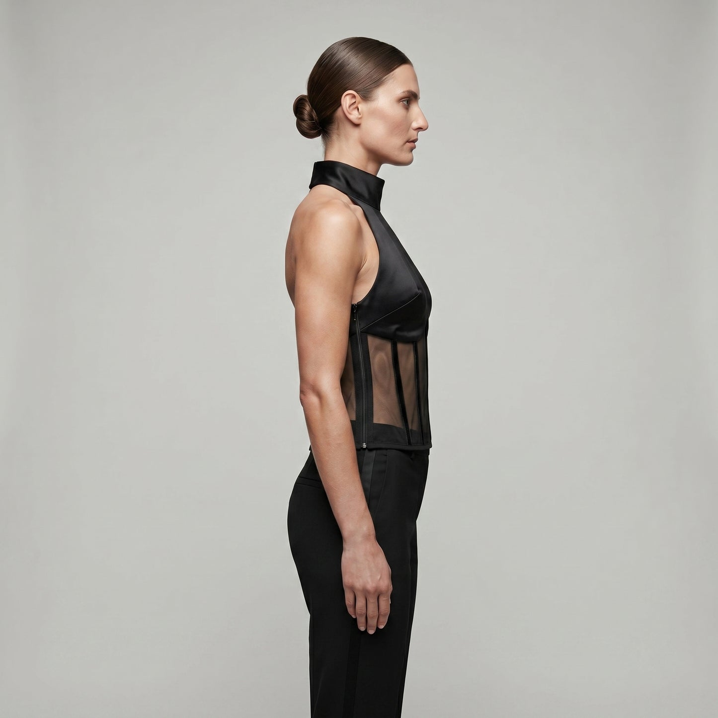 Structured Black Halter Corset