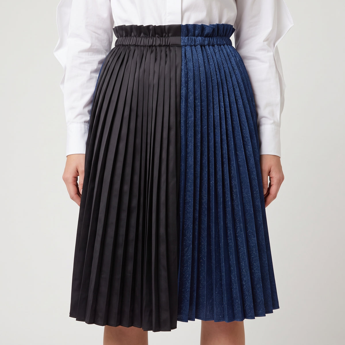 Two-Tone Metallic Pleated Skirt
