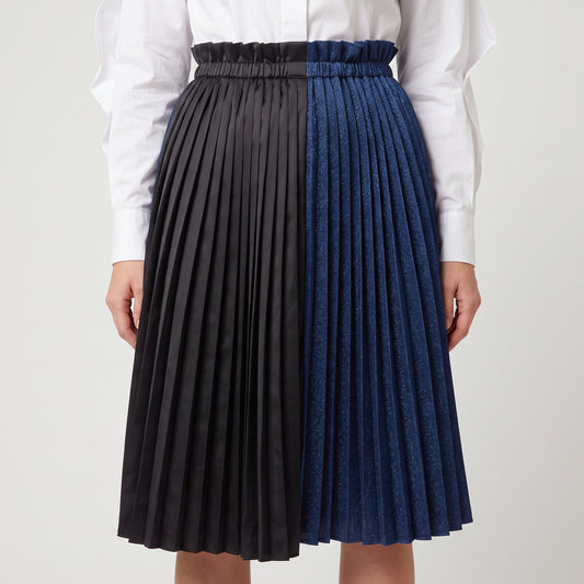 Two-Tone Metallic Pleated Skirt