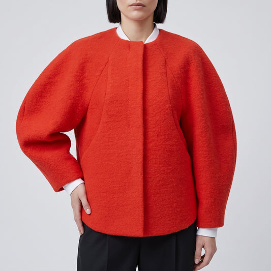 Structured Felt Wool Cape Jacket