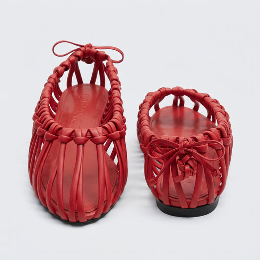 Woven Leather Cage Flats