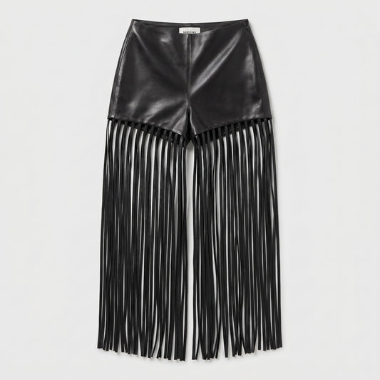 Fringed Vegan Leather Shorts