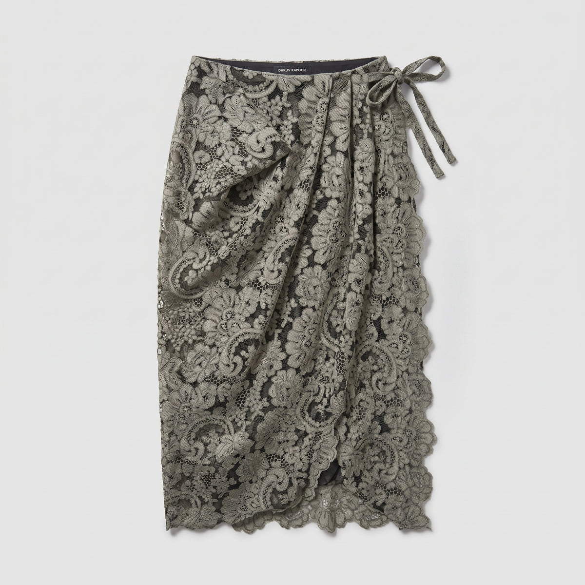 Floral Lace Wrap Midi Skirt