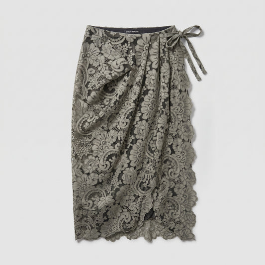 Floral Lace Wrap Midi Skirt